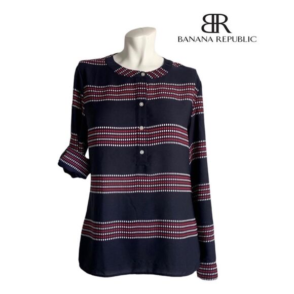 Banana Republic Tops - Banana Republic Long Sleeve Rollup Dot Riviera